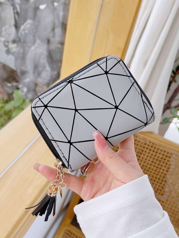 Tassel Light Grey Geometric Women Purses 2912