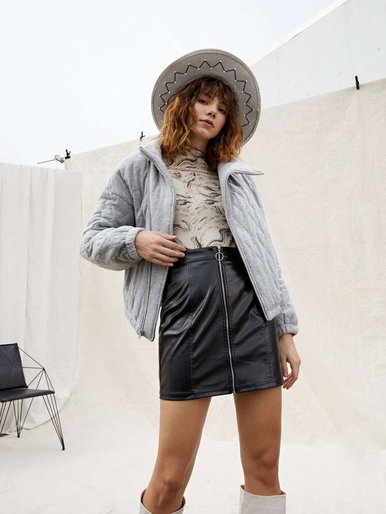  Casual Light Grey Women Outerwear 4191