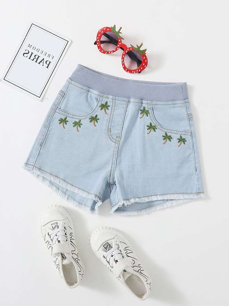 Regular Fit Light Wash Embroidery Girls Denim 3796