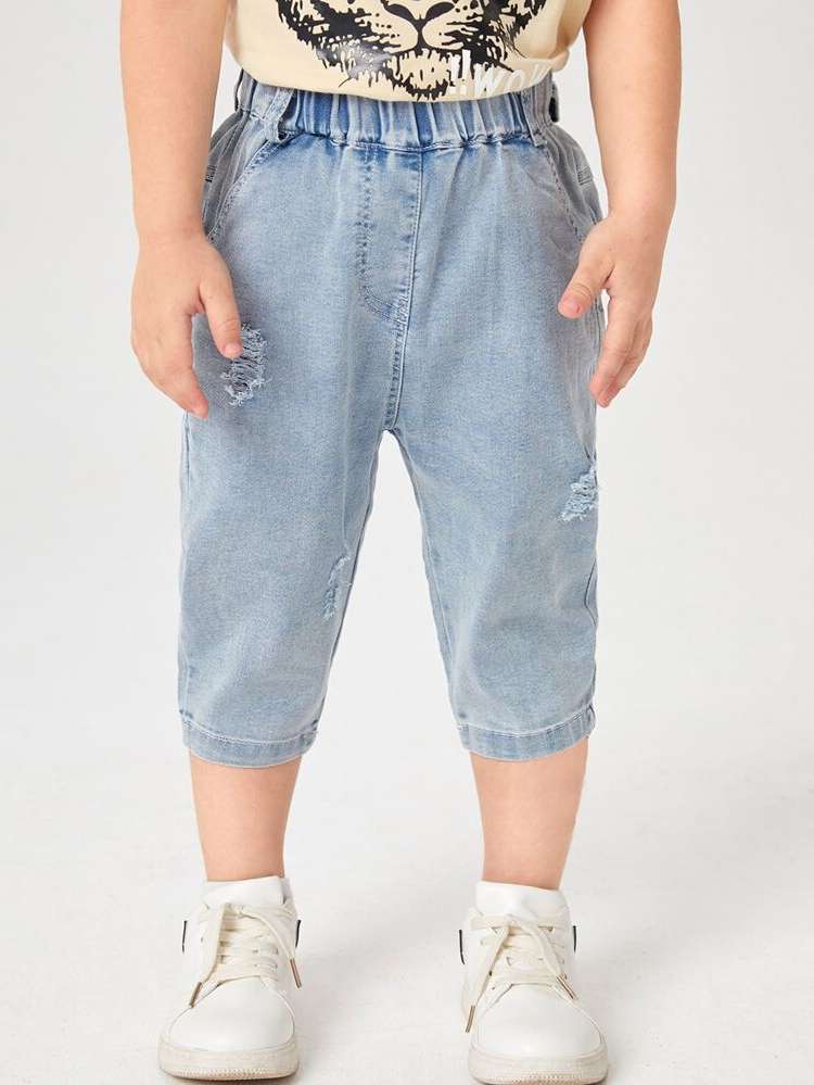  Light Wash Regular Fit Ripped Kids Clothing 33