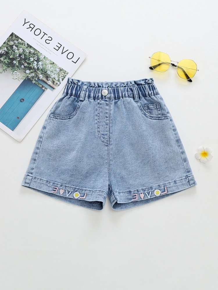  Embroidery Light Wash Toddler Girls Denim 8152