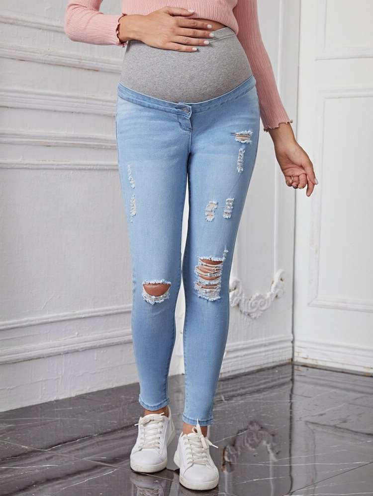  Colorblock Slim Fit Maternity Denim 6967