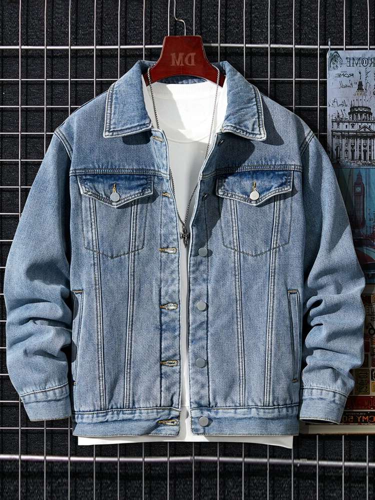  Regular Fit Plain Men Denim Jackets 8882