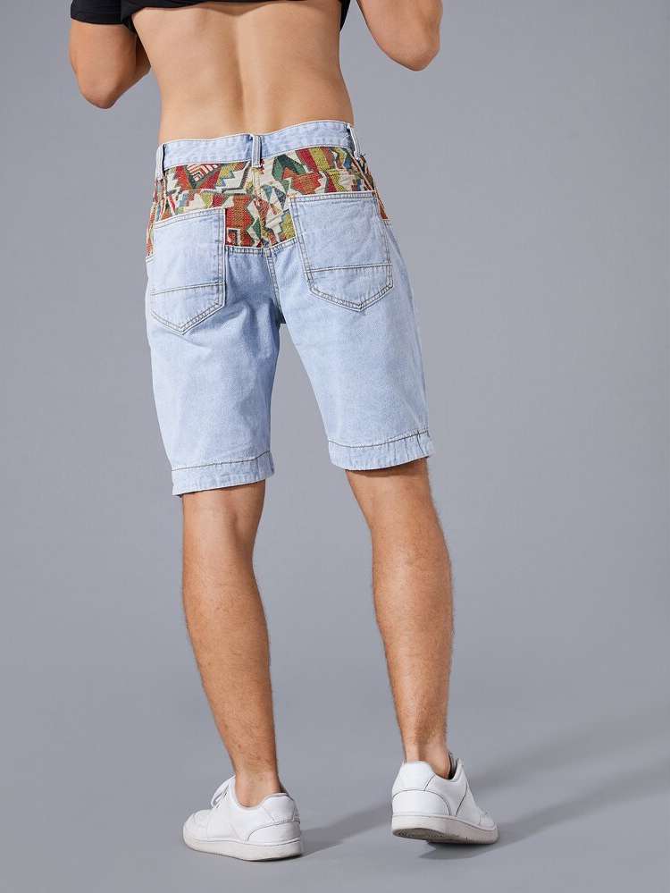  Geometric Men Denim Shorts 1511