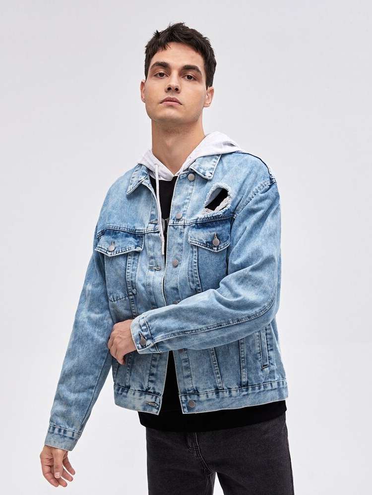 Light Wash Regular Fit Casual Men Denim Jackets 2944