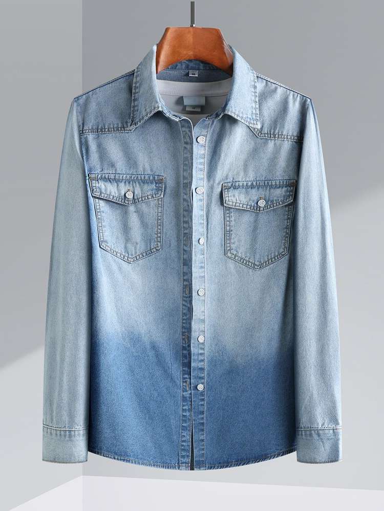 Regular Light Wash Long Sleeve Men Denim 3385