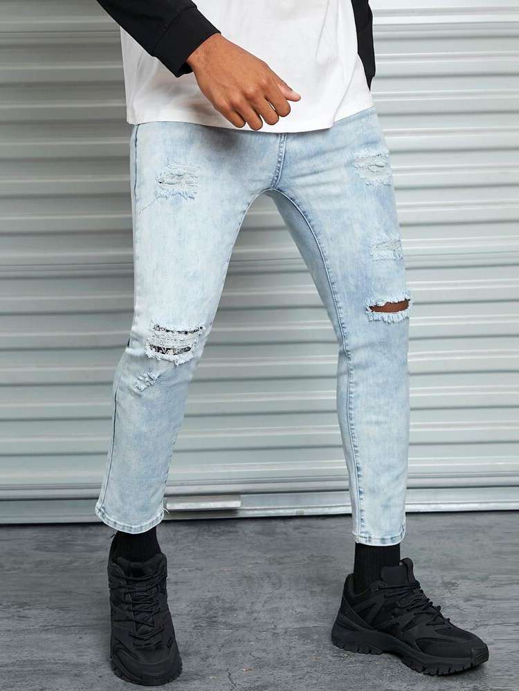  Ripped Cropped Men Clothing 745