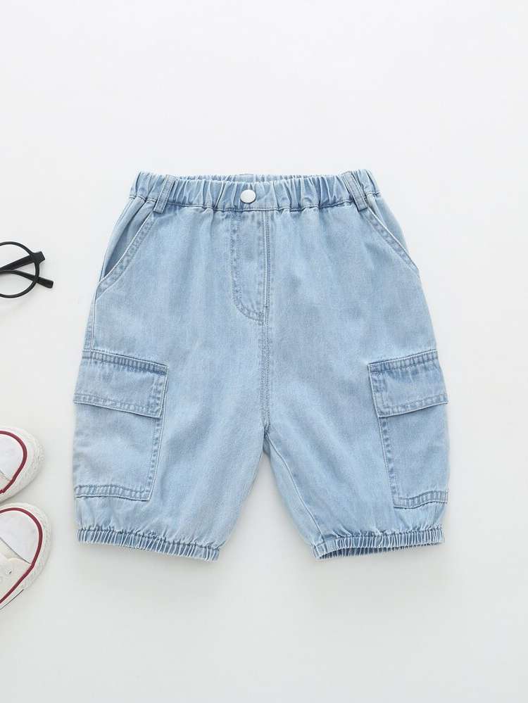  Pocket Regular Fit Light Wash Toddler Boy Denim Shorts 8989