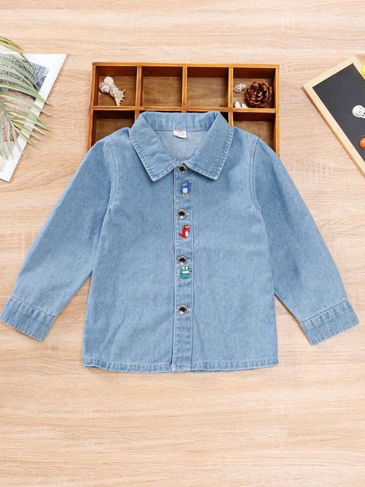 Regular Fit Dinosaur Light Wash Casual Toddler Boy Denim Tops 802