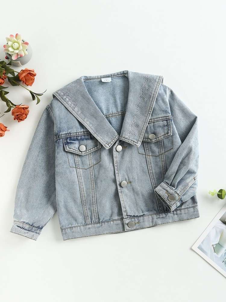  Long Sleeve Regular Fit Light Wash Toddler Girl Denim Jackets  Coats 5273