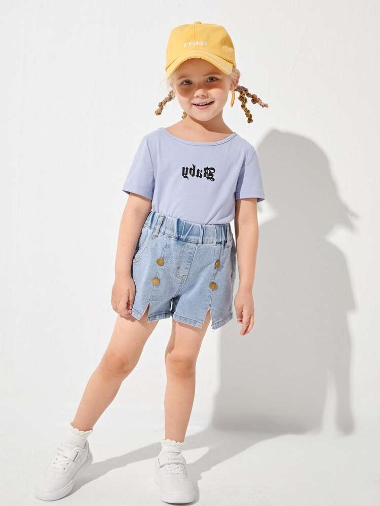   Plain Toddler Girl Denim Shorts 4132