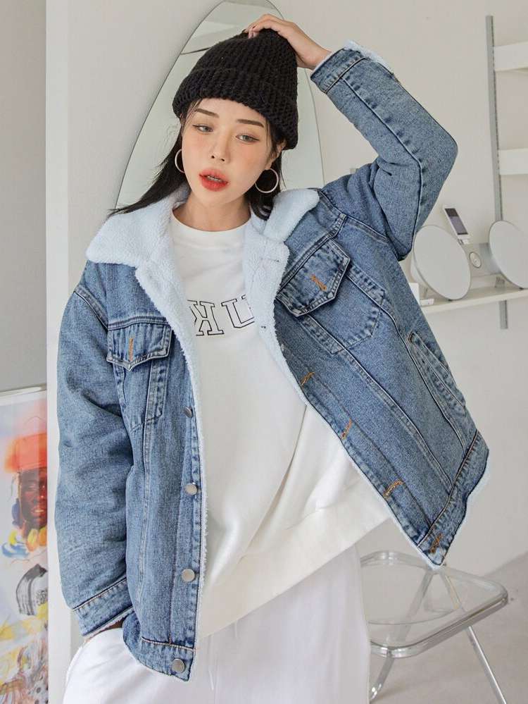 Collar Casual Long Sleeve Women Denim Jackets  Coats 9829