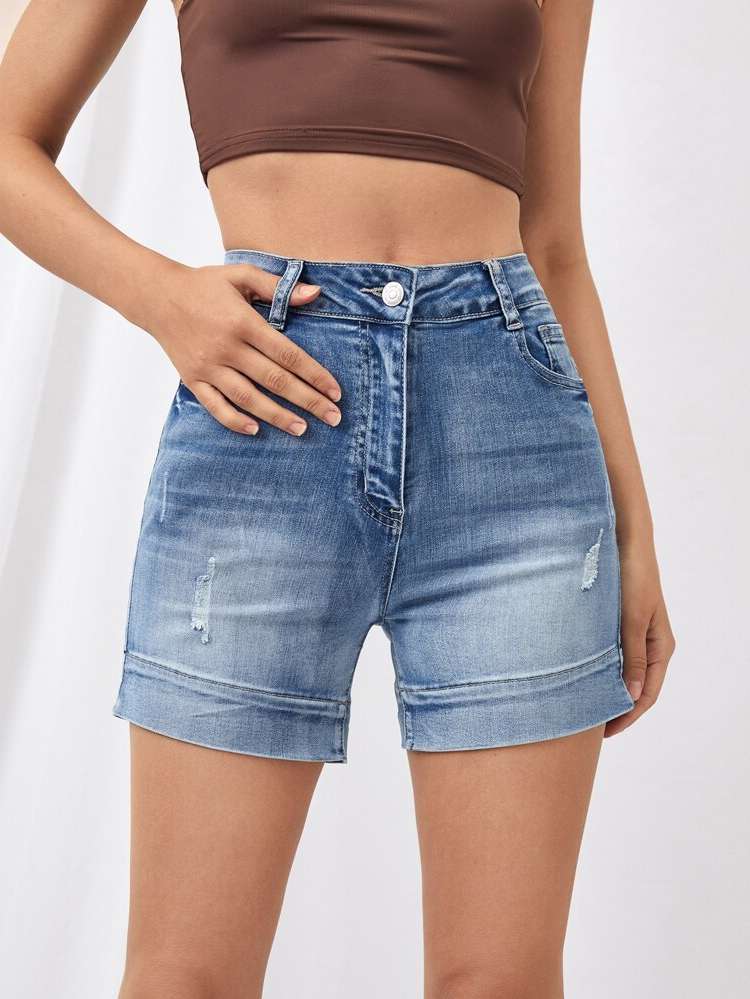 Ripped  Women Denim Shorts 7696