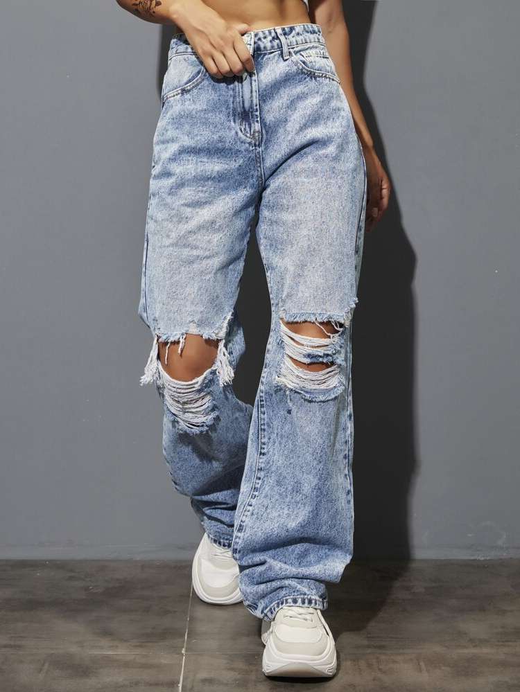  Light Wash Ripped Women Jeans 285