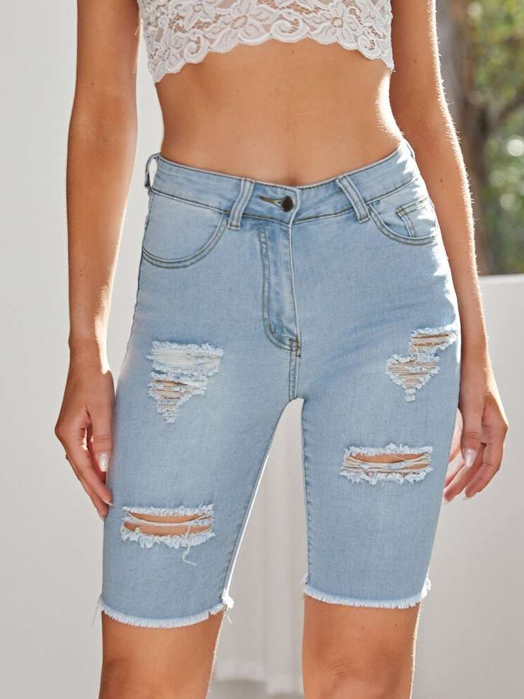  Plain Ripped Women Denim 4521