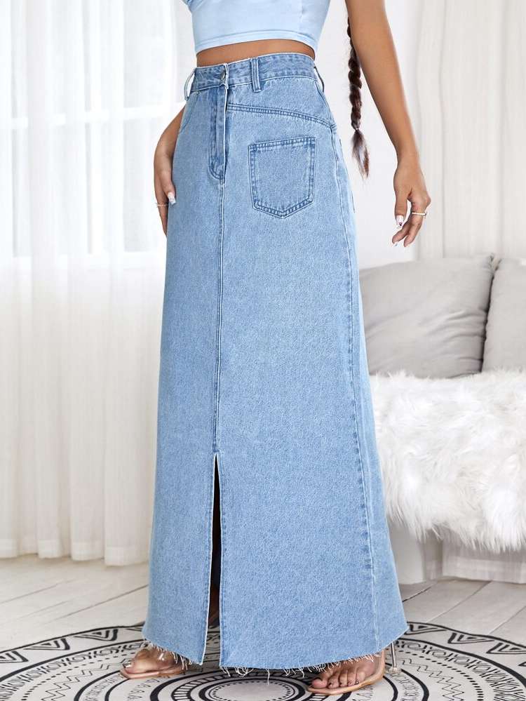 Split Maxi Plain Women Denim 7540