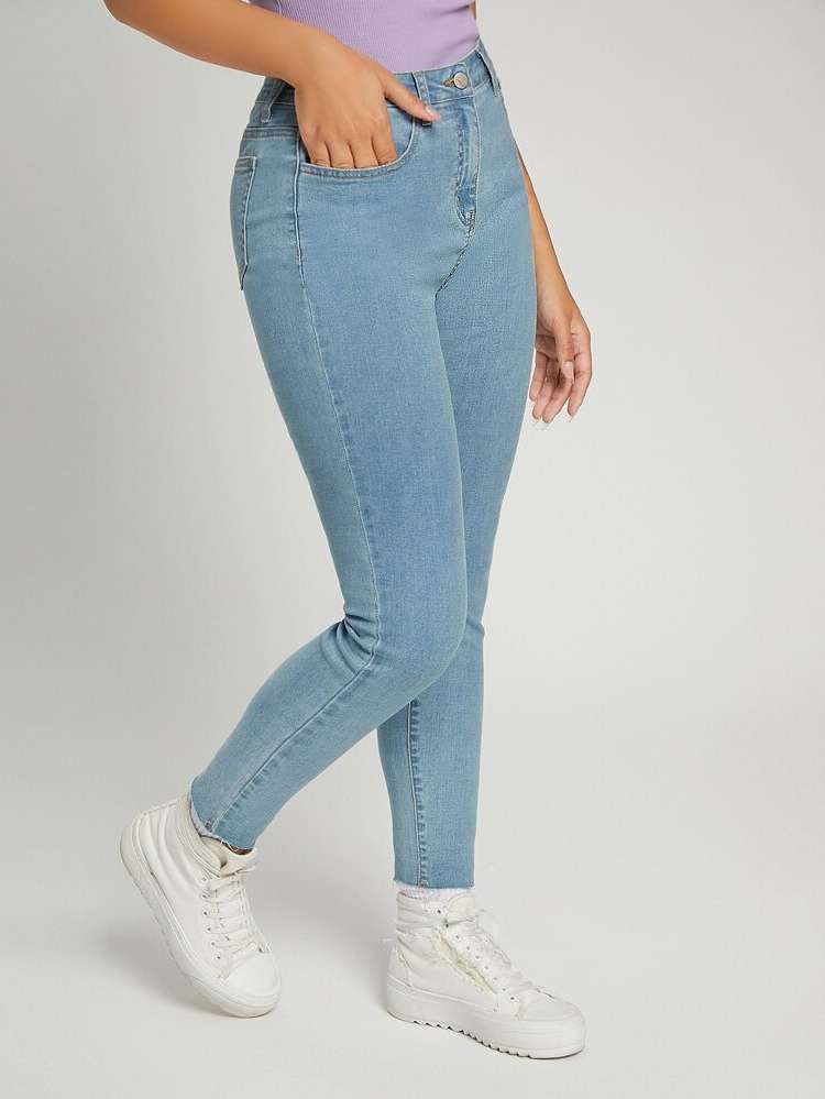 Long Light Wash Women Jeans 912