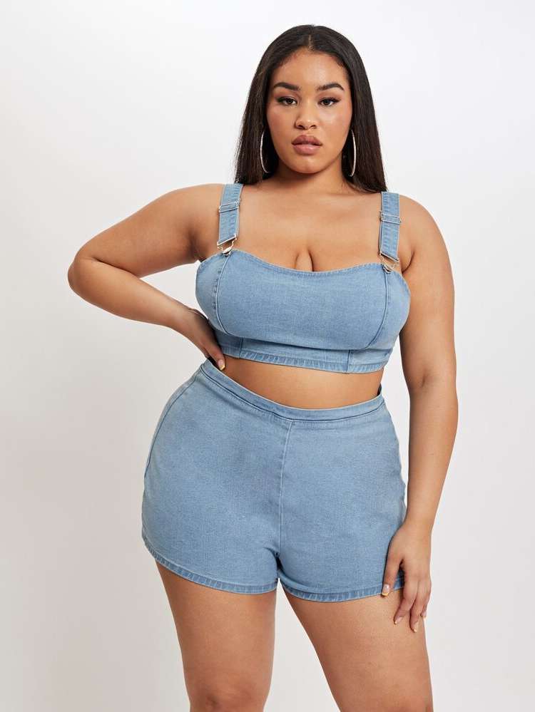  Sleeveless  Plus Size Denim 7462