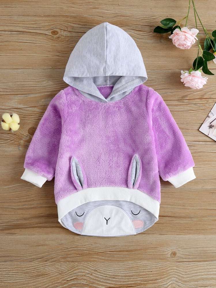 Long Sleeve Lilac Purple Embroidery Baby Sweatshirts 6396