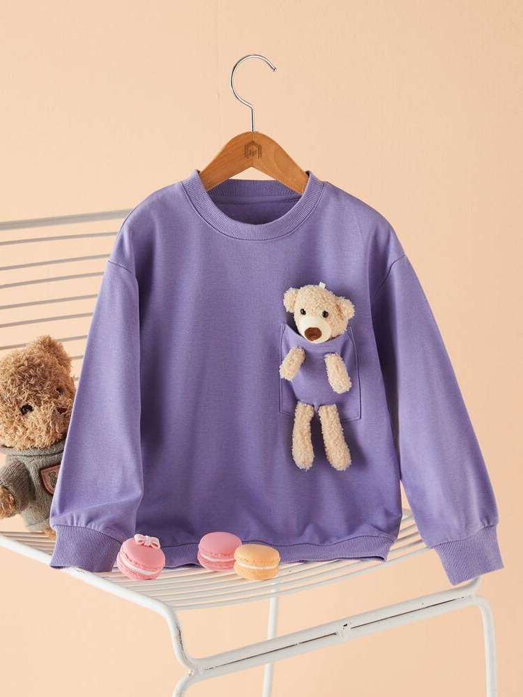 Long Sleeve Plain Round Neck Regular Kids Clothing 737