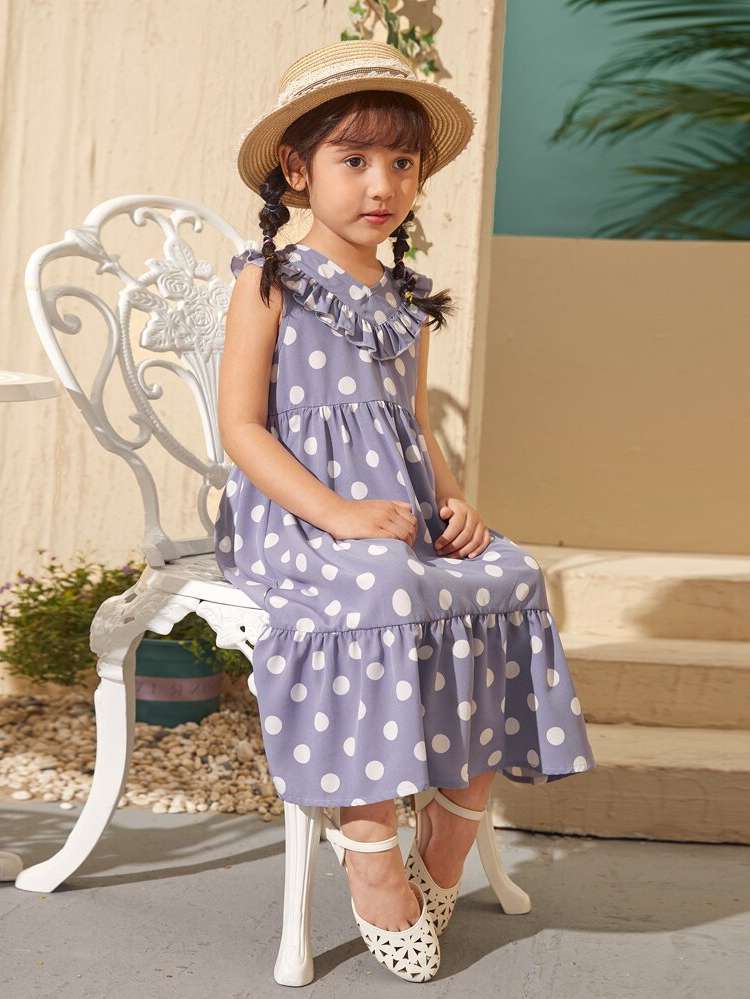 Sleeveless Boho Long Ruffle Kids Clothing 668