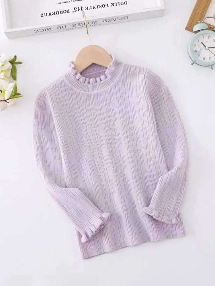  Casual Stand Collar Lilac Purple Kids Clothing 492