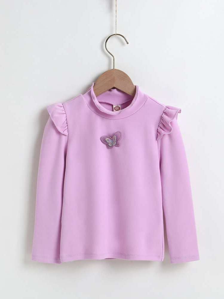 Regular Fit Regular Lilac Purple Casual Toddler Girls Tops 6971