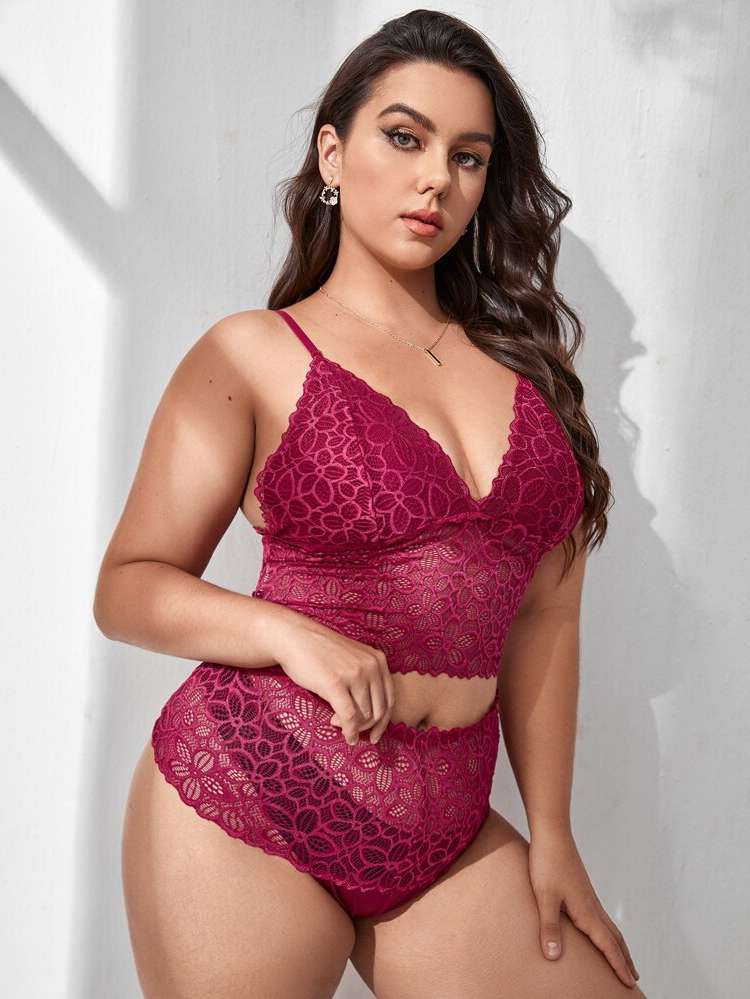  Floral  Plus Size Bra  Panty Sets 8081