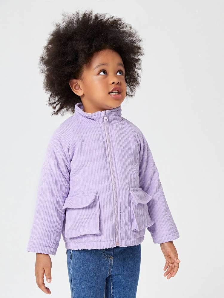 Lilac Purple Regular Fit Regular Pocket Toddler Girl Coats 835