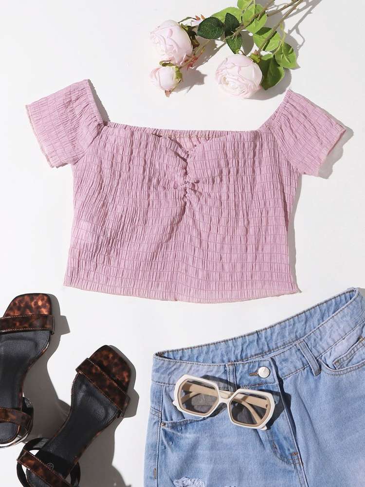  Sweetheart Lilac Purple Crop Women Tops, Blouses  Tee 5873