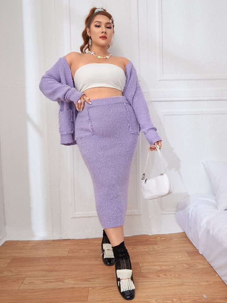 Long Casual  Plus Size Sweater Skirts 6615