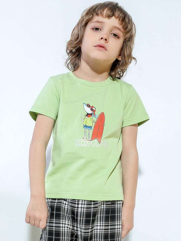 Regular Fit Letter Round Neck Kids Clothing 960