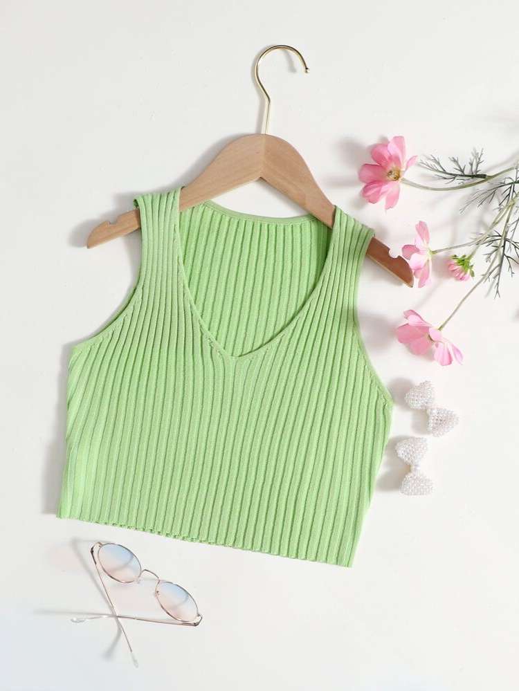 Short Sleeve Regular Fit Lime Green Casual Girls Clothing 2563