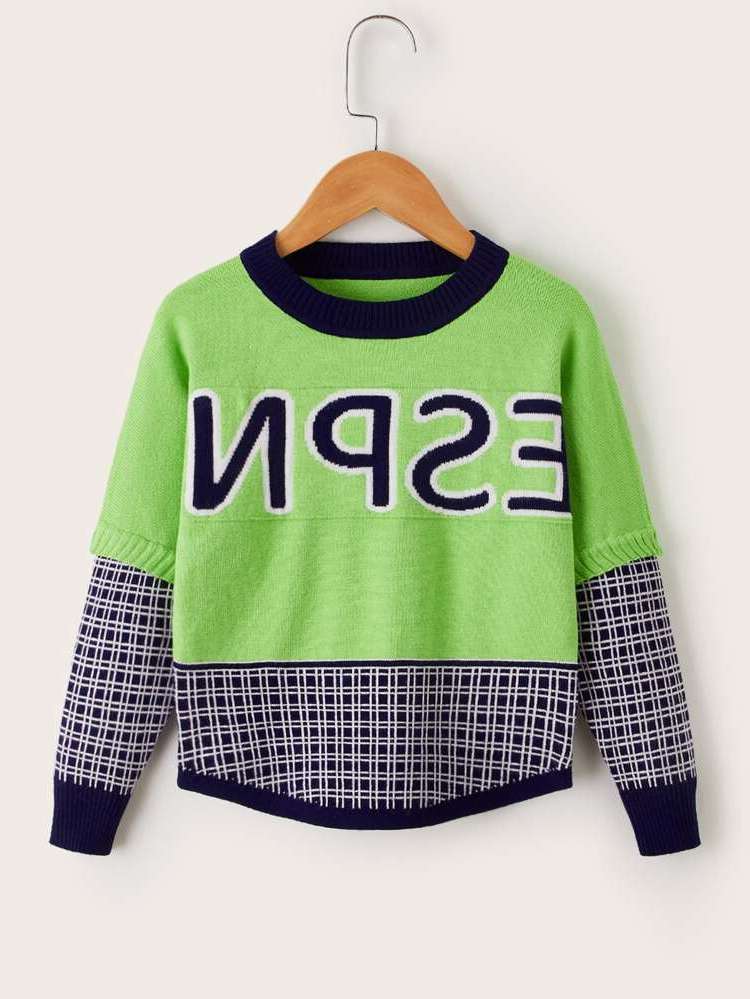  Regular Contrast Binding Lime Green Toddler Boys Knitwear 6533