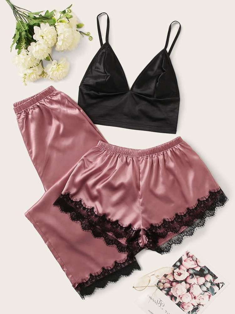 Maroon Casual Spaghetti Strap Underwear  Sleepwear 9453