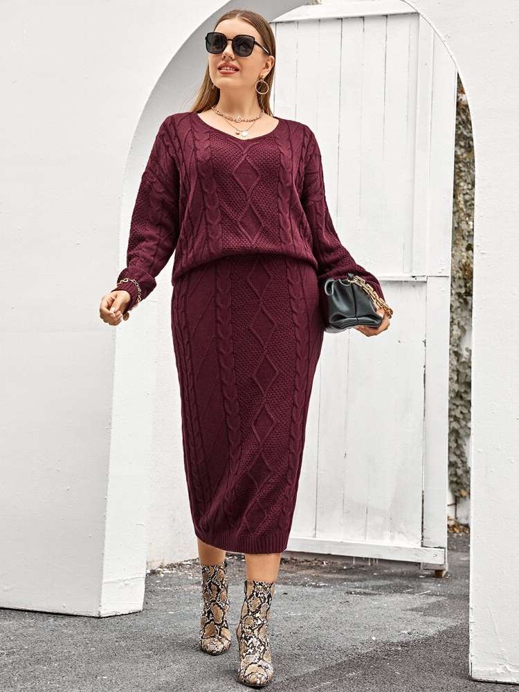 V neck  Regular Fit Plus Size Knitwear 1330