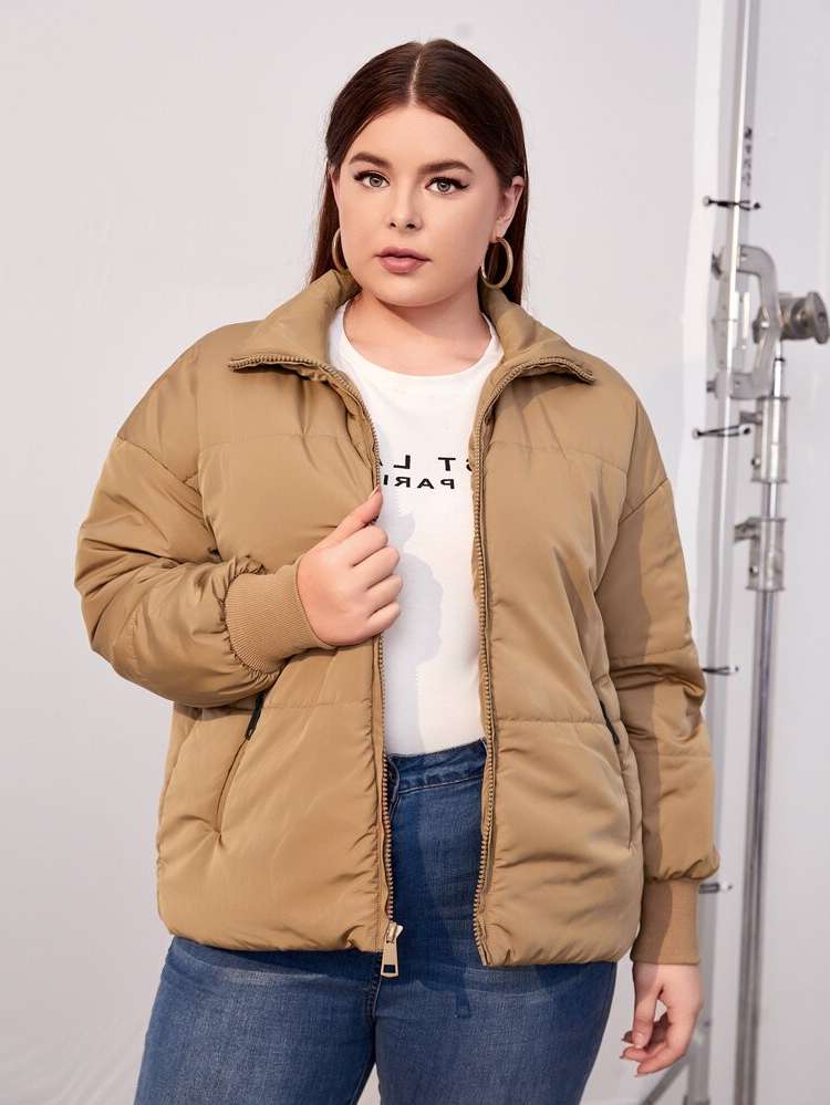  Plain Casual Regular Fit Plus Size Winter Coats 4904