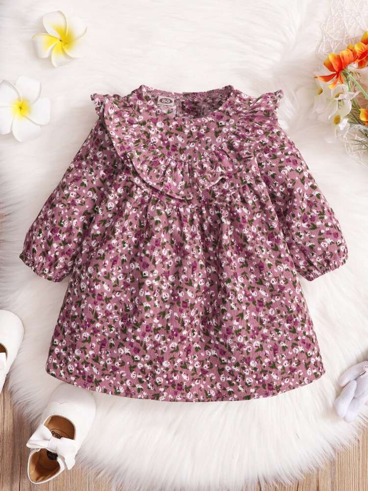 Round Neck Ruffle Regular Fit Short Baby Dresses 462