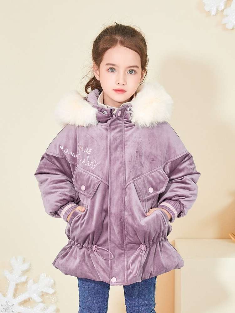 Long Sleeve Notched Casual Mauve Purple Girls Outerwear 659