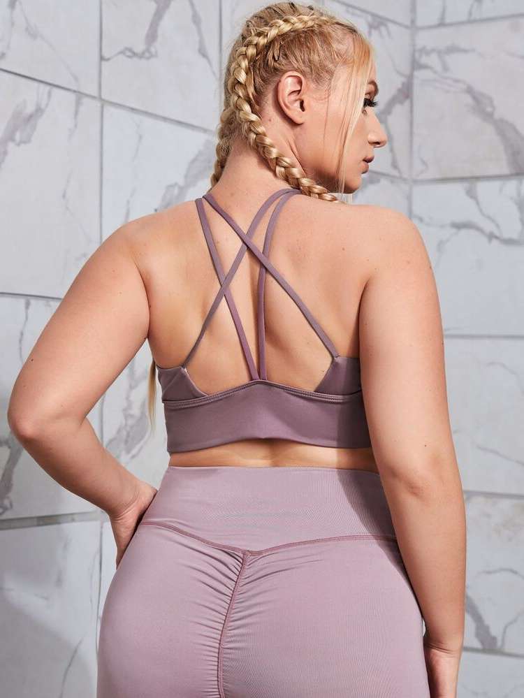 Mauve Purple  Plain Women Plus Activewear 6582