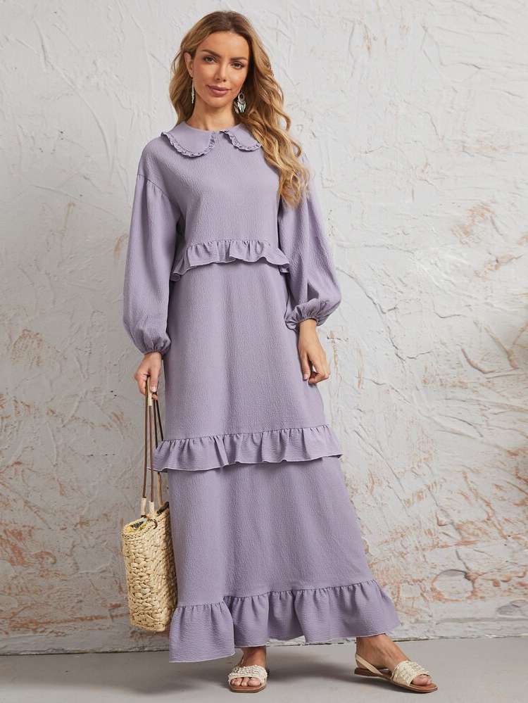 Mauve Purple  Peter Pan Collar Arabian Wear 673