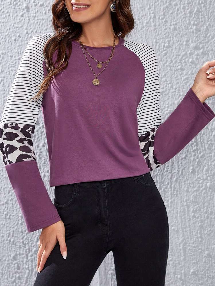 Regular Fit Regular Mauve Purple Long Sleeve Women T-Shirts 1148