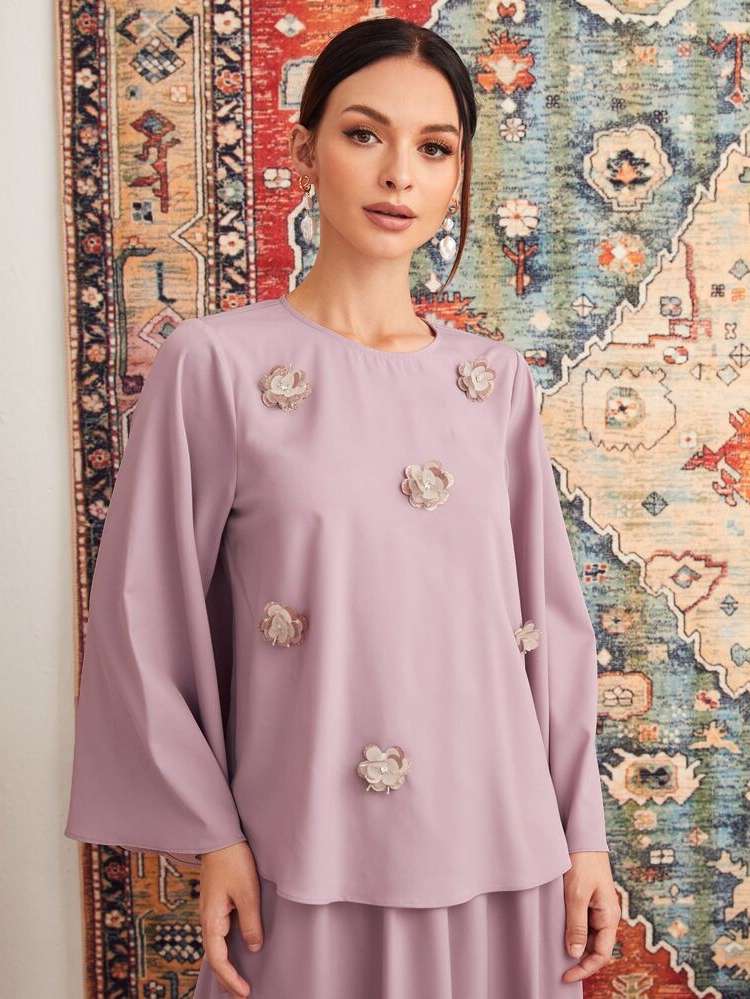  Mauve Purple Elegant Plain Women Co-ords 7947