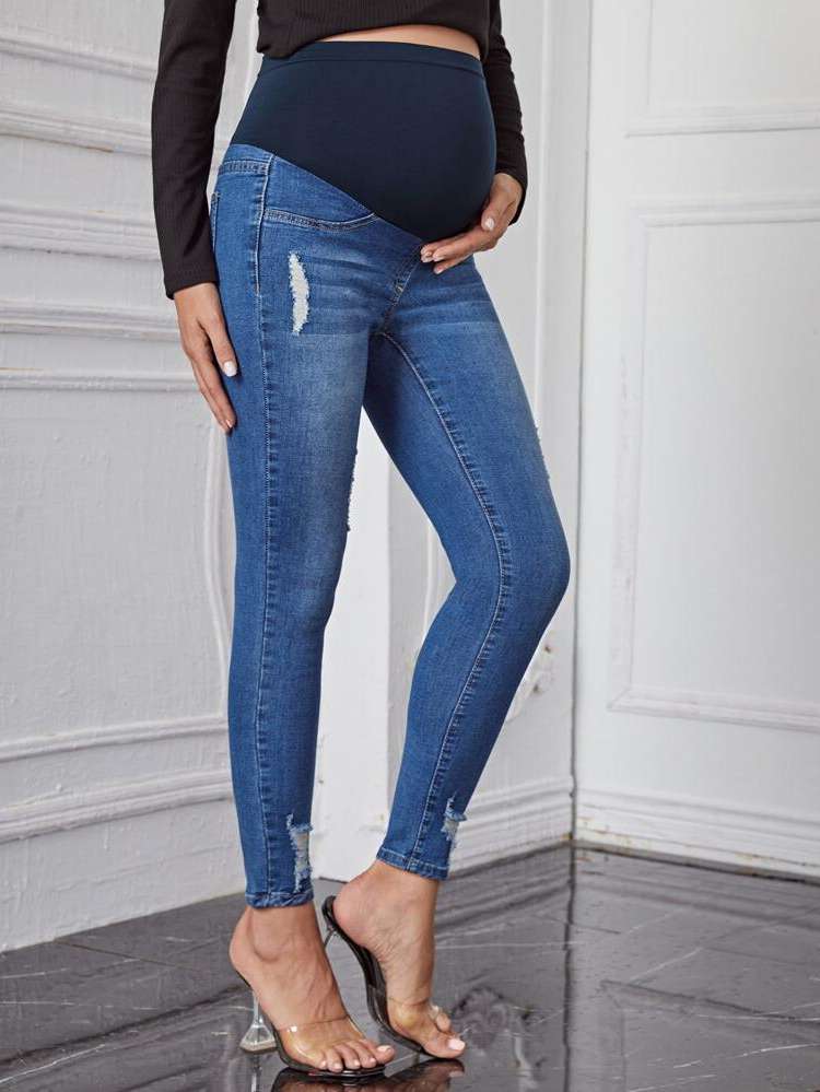  Colorblock Slim Fit Maternity Denim 915