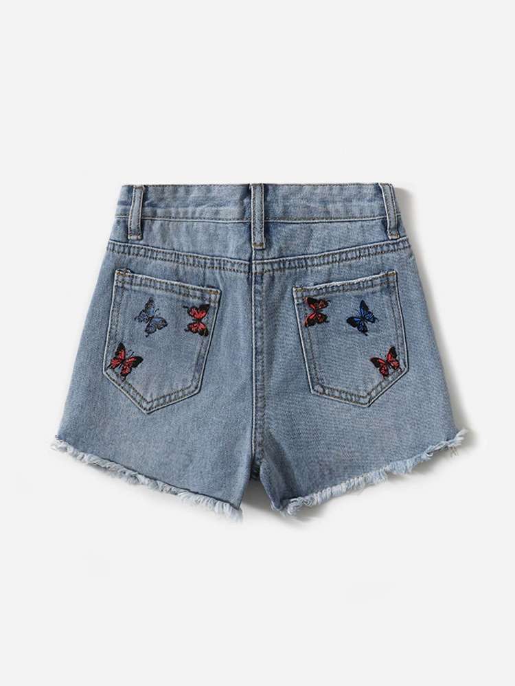  Raw Hem  Girls Denim Shorts 2455