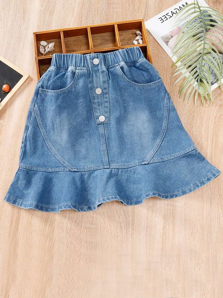   Ruffle Girls Denim Skirts 1157