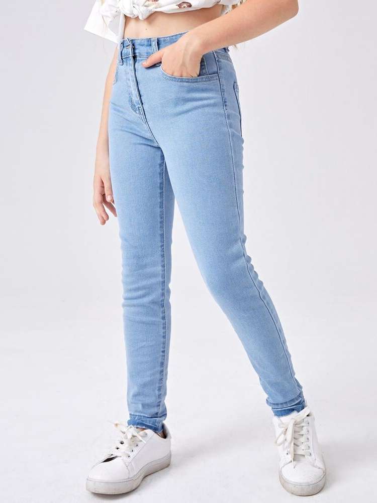  Regular Fit Pocket Medium Wash Girls Jeans 2099