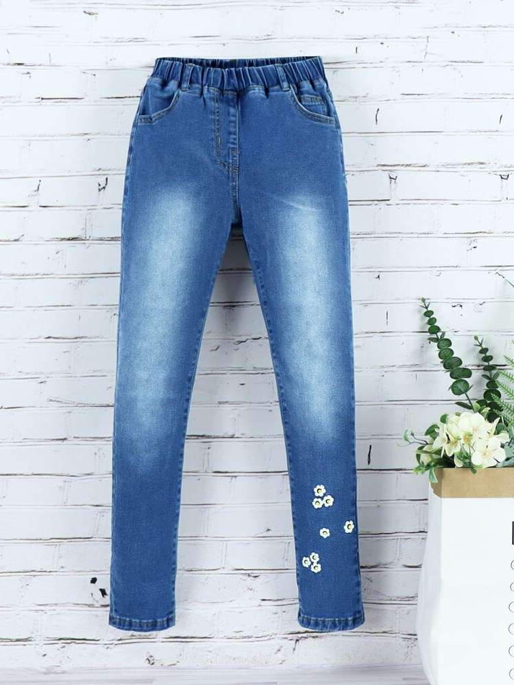  Floral Embroidery Girls Denim 1567