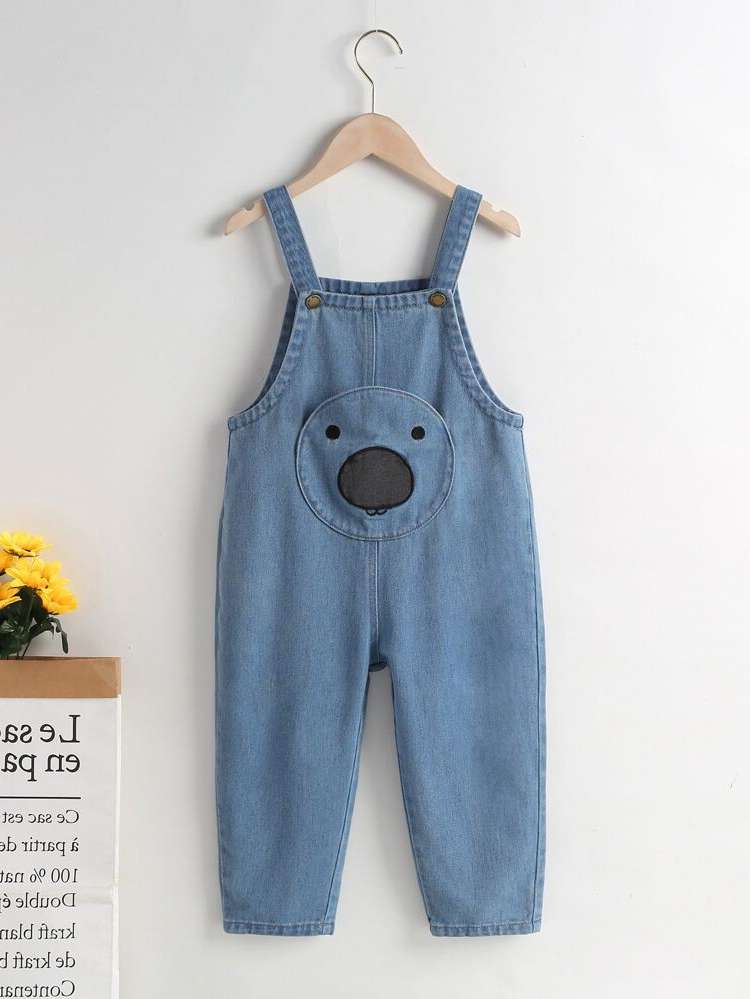 Embroidery Cartoon Long Straps Toddler Boys Denim 9807