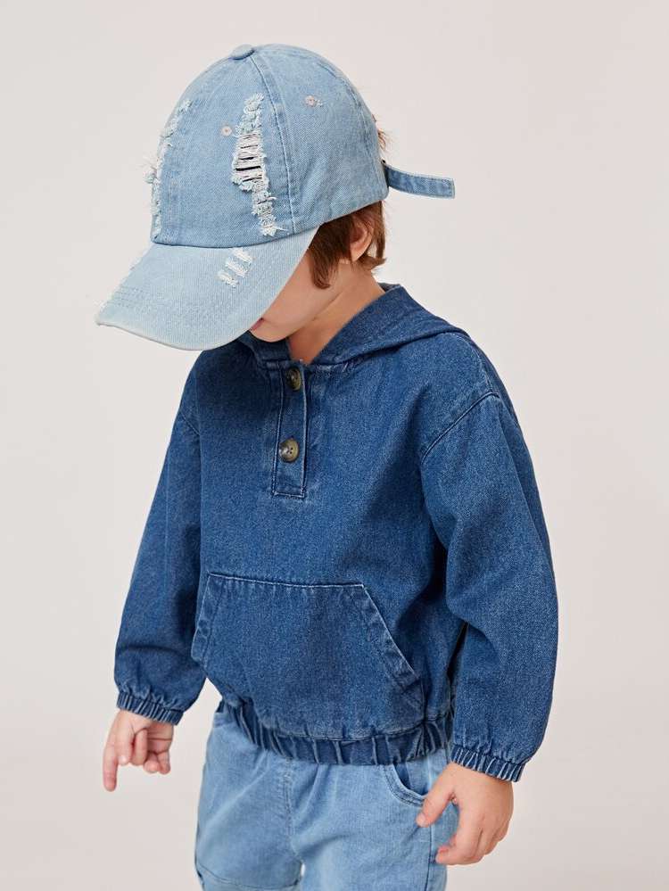 Regular Fit Hooded Casual Medium Wash Toddler Boys Clothing 8483